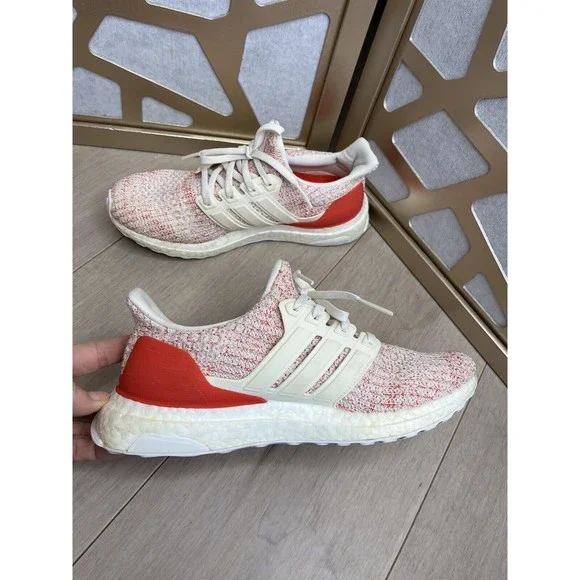 adidas Ultra Boost 4.0 Youth Boys Girls 6.5 White Red Sneakers Shoes Wmn  7.5 8